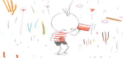 O menino vivendo o mundo.