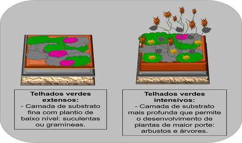 Esquema de telhado verde.