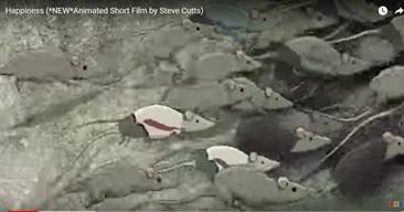 Ratos em correria desenfreada em ambientes de cor cinza