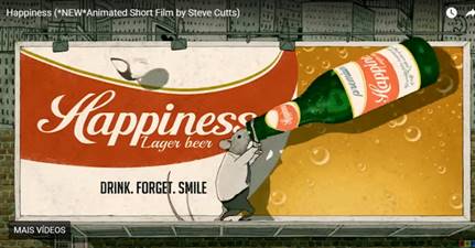 Rato e os vícios do consumo dos produtos industrializados, buscando a felicidade a qualquer preço. A globalização como fábula