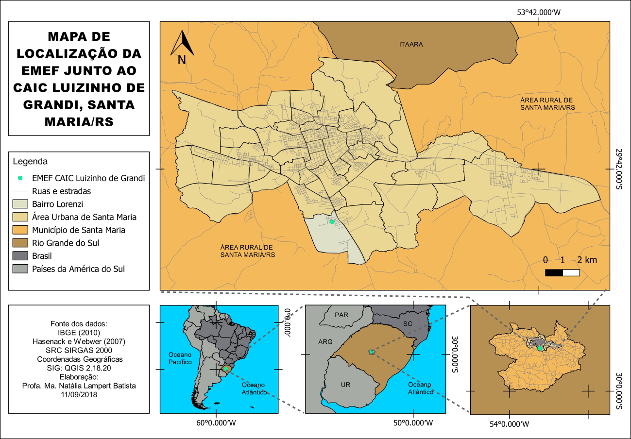 Mapa de localização da escola onde foi realizada a prática pedagógica.