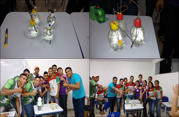 Experi&ecirc;ncia de eletricidade realizada com alunos do 3&ordm; ano do ensino m&eacute;dio. 