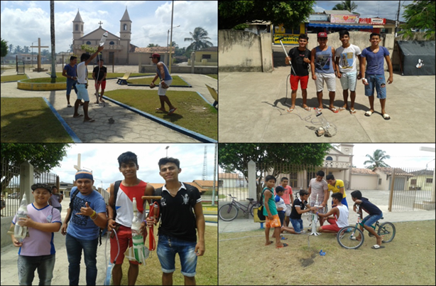 Experi&ecirc;ncia realizada na pra&ccedil;a da cidade com alunos do ensino m&eacute;dio. 