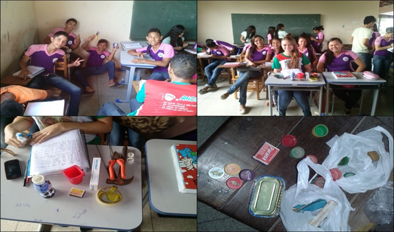 Experi&ecirc;ncias realizadas com alunos do 1&ordm; ano do ensino m&eacute;dio. 