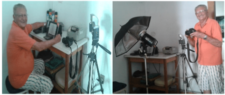 Equipamentos modernos - bancada para as fotos 3x4 e a máquina digital.