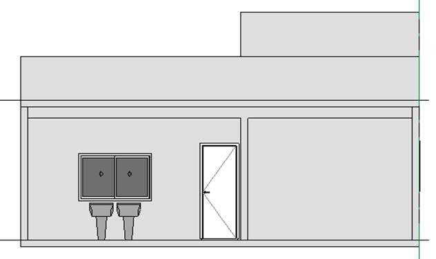 Modelagem do Projeto Arquitetônico em Revit®, Vista da Fachada Posterior.