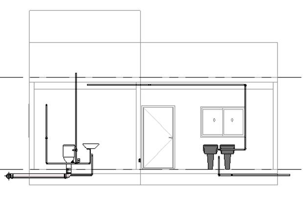 Modelagem do Projeto Hidrossanitário água fria - Corte