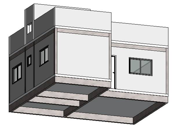 Estrutural simples desenhado em Revit Structure (Revit Estrutural) juntamente com o arquitetônico