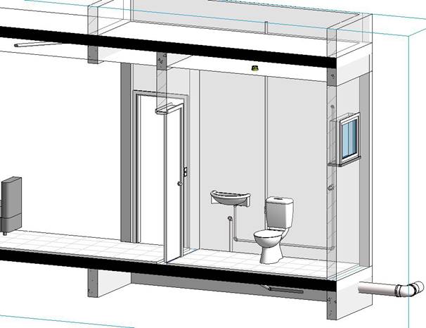 Seção com detalhamento Hidrossanitário (Revit MEP)