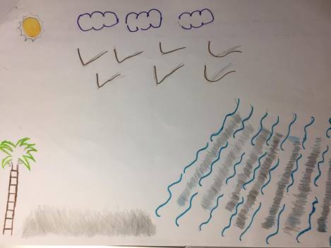 Desenho inserido em “paisagem natural”. Observa-se a presença de apenas elementos naturais.