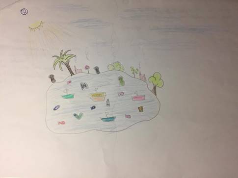 Exemplo de desenho inserido em “paisagem mista”. Observa-se a presença de elementos naturais e artificiais nas representações da Baía de Guanabara.