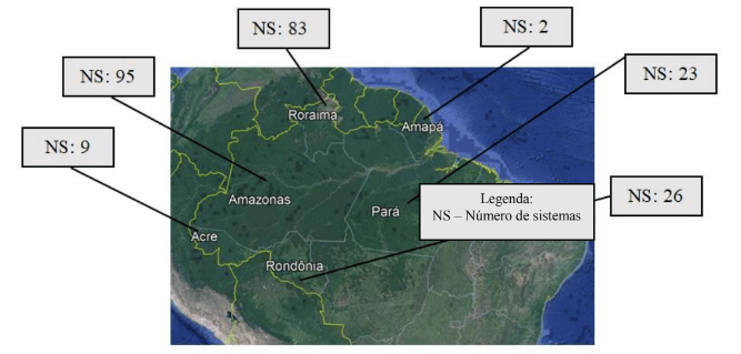 N&uacute;mero de sistemas (NS) isolados na Regi&atilde;o Amaz&ocirc;nica.