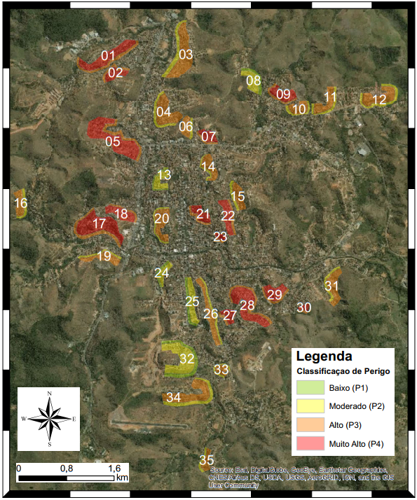 Carta de Perigo a deslizamento planar da área urbana de Teófilo Otoni.