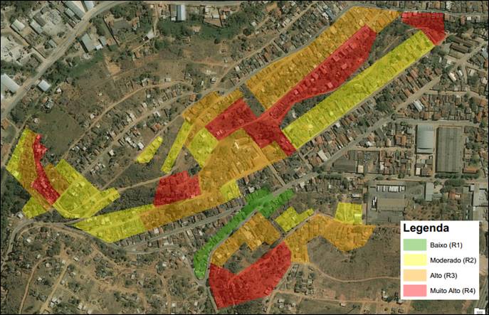 Carta de Risco a deslizamento planar do Bairro São Cristóvão.