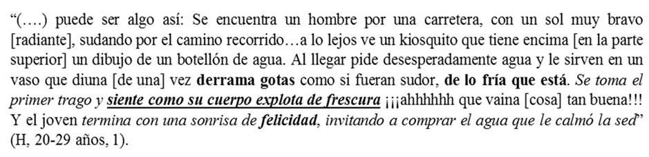 Verbatim referido a las características de la promoción o comunicación