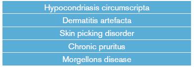 Differential diagnosis of delusional parasitosis.