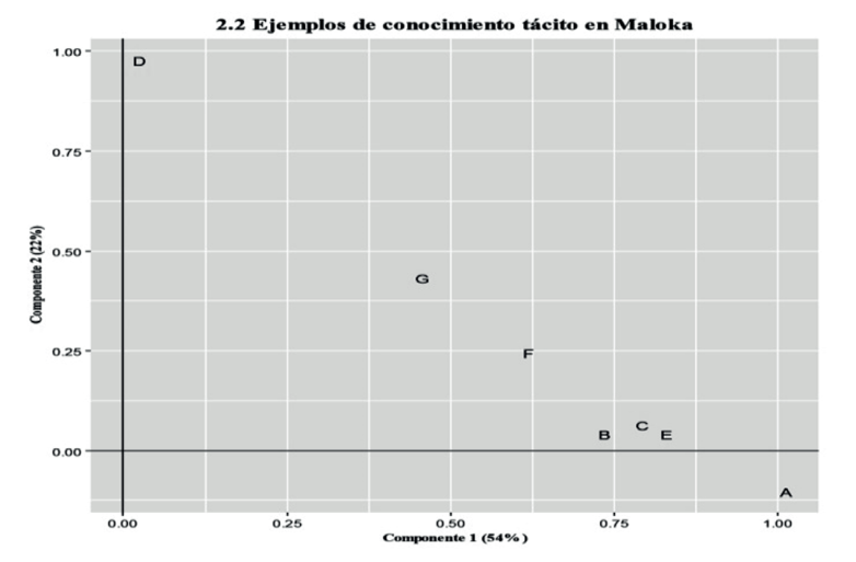 Plano factorial de �tems incluidos para evaluar los ejemplos de transferencia interna de conocimiento t�cito