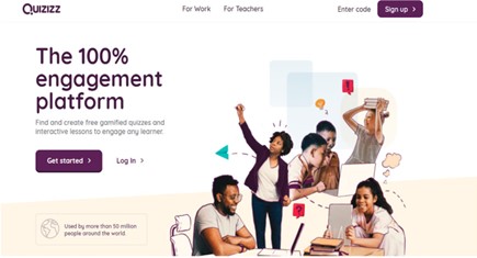  Interfaz de usuario de la plataforma Quizizz.