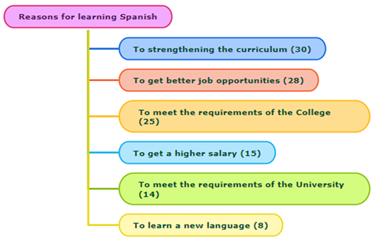 Summary of the reasons behind learning Spanish as an L2 reported by
students