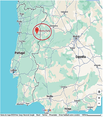 Localiza��o geogr�fica de Penhaforte, Guarda, Portugal.