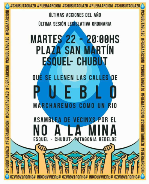 Afiche asamblea de vecinos No a la Mina