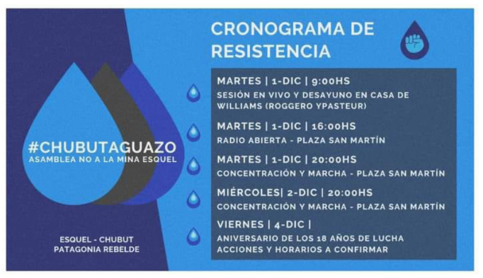 Cronograma de resistencia #Chubutaguazo