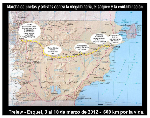 Mapa de trayecto de la Marcha de Poetas y Artistas
