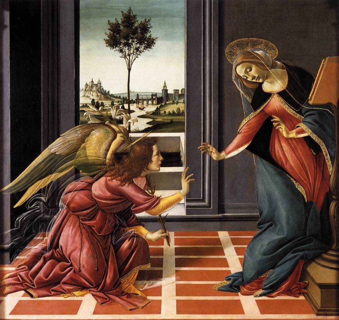 Anunciacin de Cestello (1489) de Boticelli. Temple s/tabla. 150 x 156 cm