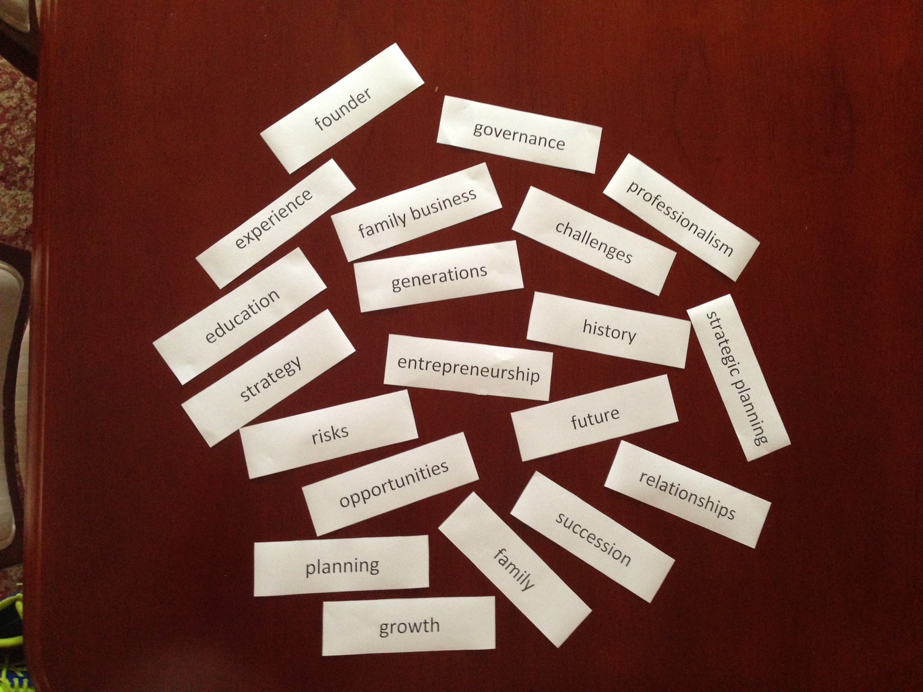Words used in the focus group
