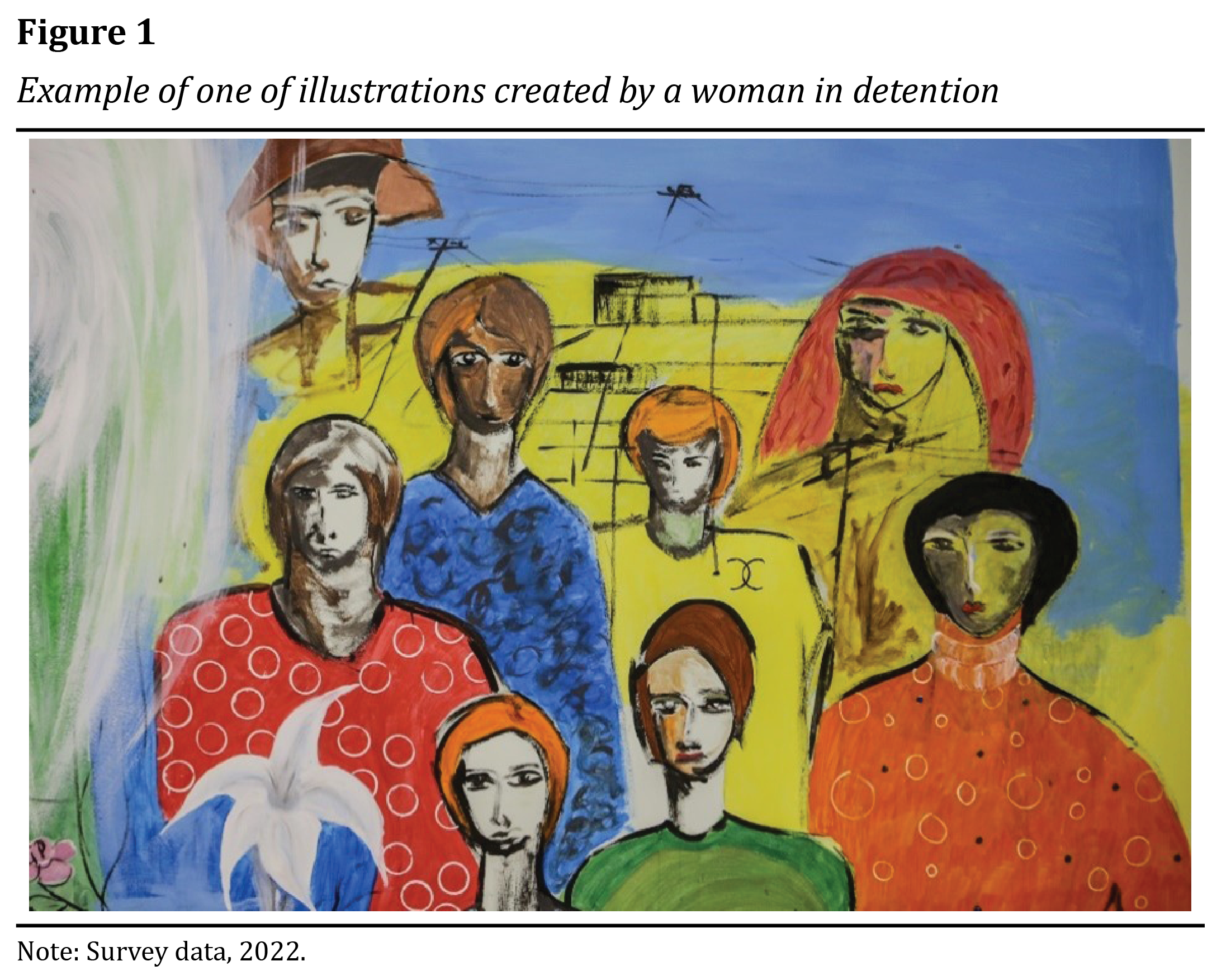 Example of one of illustrations created by a woman in detention
