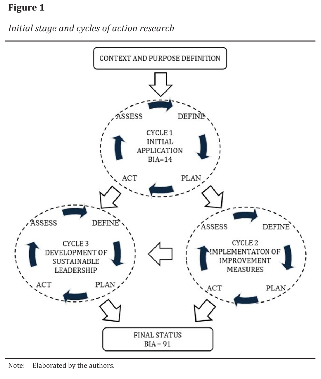 Initial stage and cycles of action research