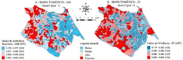 Mapa temático da distribuição do IAR e IV