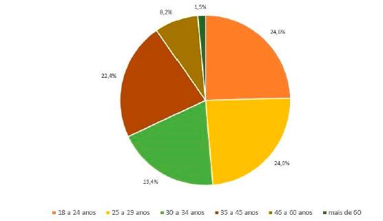 Distribuição da população prisional brasileira de acordo com a faixa etária, 2020