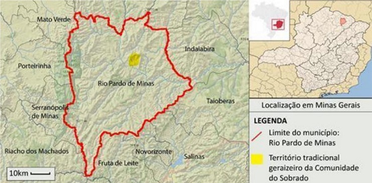 Localiza&ccedil;&atilde;o da comunidade geraizeira do Sobrado