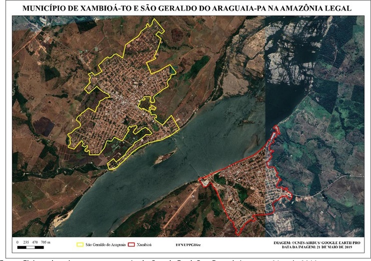 Vista a&eacute;rea de Xambio&aacute; (TO) e S&atilde;o Geraldo do Araguaia (PA)
