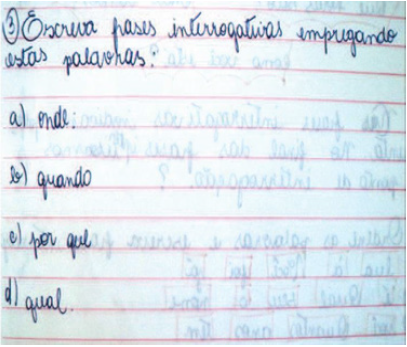 Atividade para trabalhar o sinal de interrogação