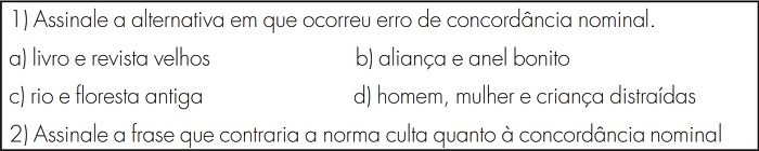 Exercícios retirados  da internet- relativo à “concordância nominal”