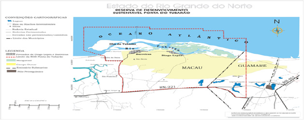Mapa contendo os limites da Reserva de Desenvolvimento Sustentvel Estadual da Ponta do Tubaro