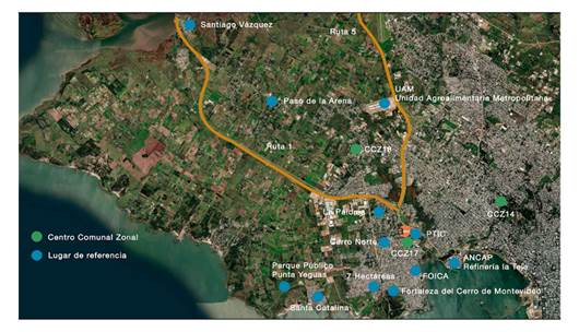 Mapa del Municipio A al oeste de Montevideo, territorio de acci�n del Programa APEX