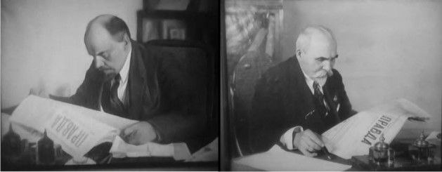 Figura 1: “A la izquierda, un cuadro de Lenin cuelga sobre el despacho del director. A la derecha, el burcrata pretende imitar la pose del mximo lder bolchevique.”