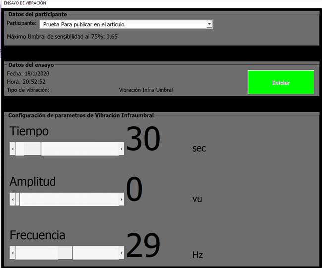 Pantalla que pod&iacute;an visualizar los participantes del grupo placebo.