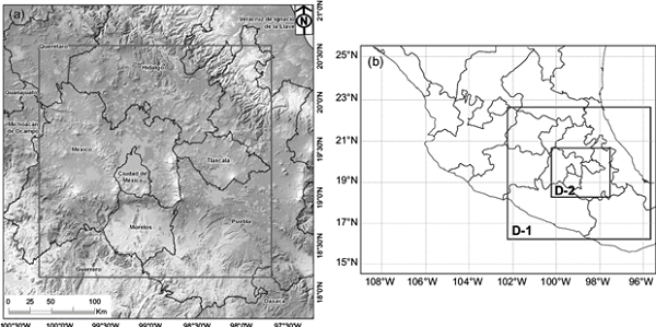 (a) Study area and (b) modeling domains.