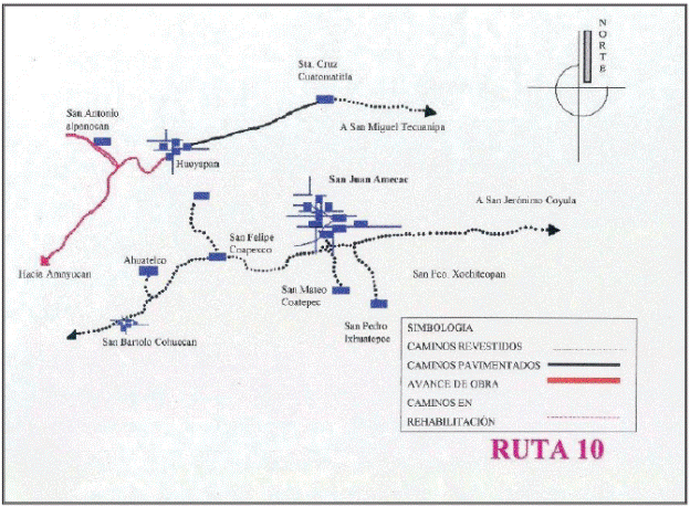 Evacuation routes for San Antonio Alpanocan, Santa Cruz
								Cuautomatitla and San Miguel Tecuanipan with high risk in Puebla
								State, in which shelters are located at Iz&uacute;car de Matamoros,
								Puebla.