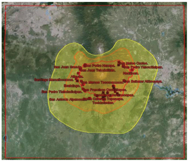 High risk villages for the states of M&eacute;xico, Morelos and
							Puebla.
