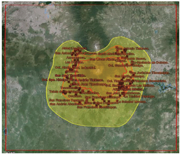 Villages with medium risk in M&eacute;xico, Morelos and Puebla
							States.