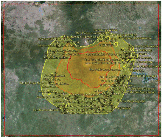 Villages with low risk in M&eacute;xico, Morelos and Puebla States.