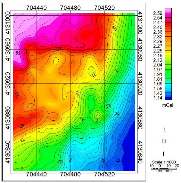 The Bouguer gravity anomaly map of the study district
