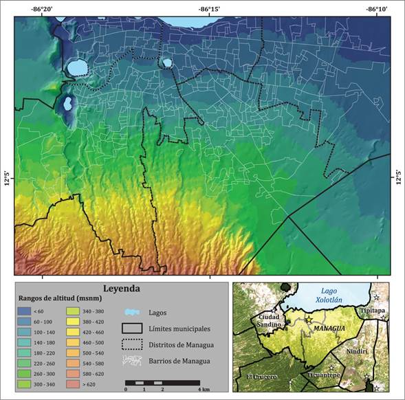  Mapa altimétrico.  