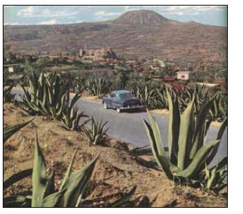 El maguey, el coche,
el convento y el volc&aacute;n (Teuhtli).



 