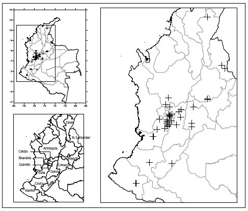 Ubicaci&oacute;n
de las estaciones meteorol&oacute;gicas utilizadas en el estudio. 

 